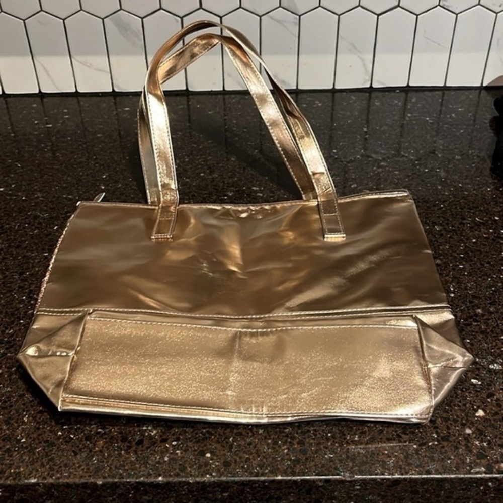 Prai promotion cosmetic tote bag- rose gold with sequinszippered
